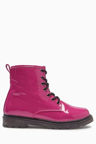 Pink Patent Lace-Up Boots (Older Girls)